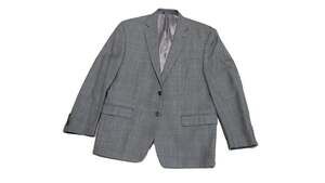 Lauren Mens Classic Fit Plaid Stretch Wool Blend Suit Jacket Gray 44L